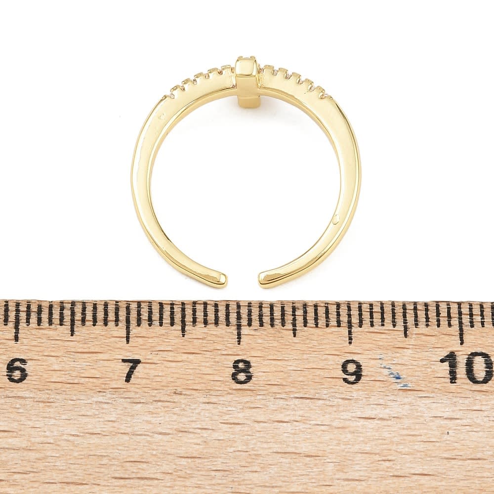 Anillo ajustable cruz 8 mm baño de oro zircón / unidad2