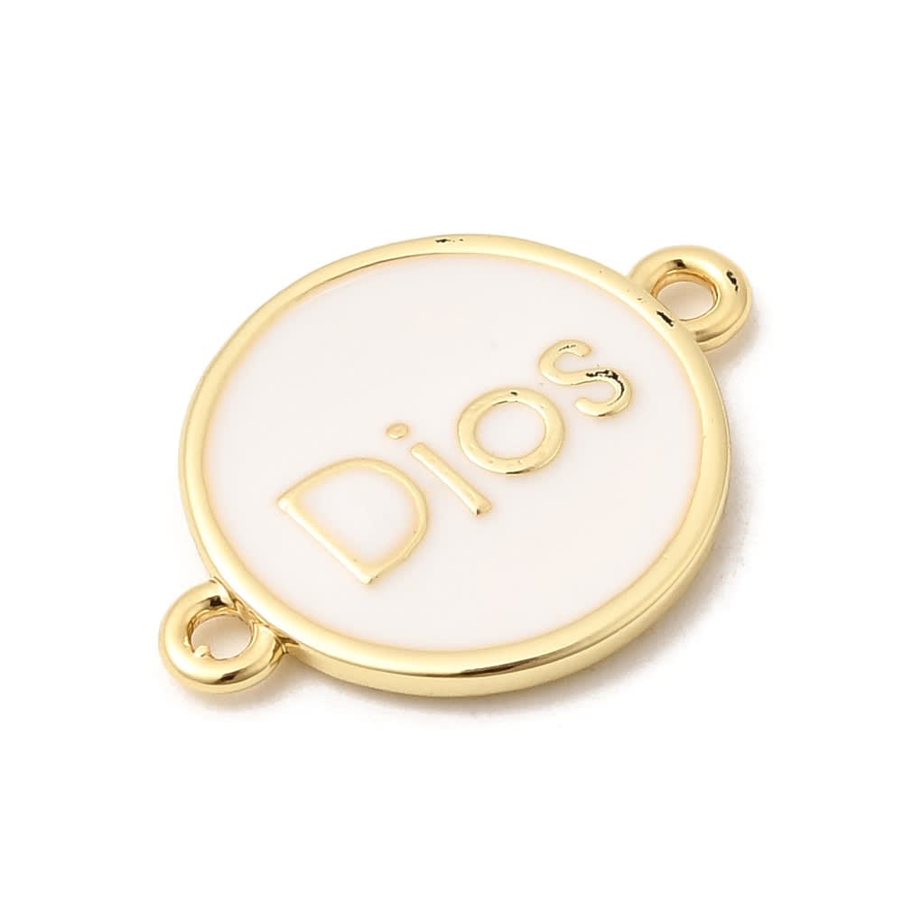 Dije conector medalla Dios esmaltado baño oro / unidad2