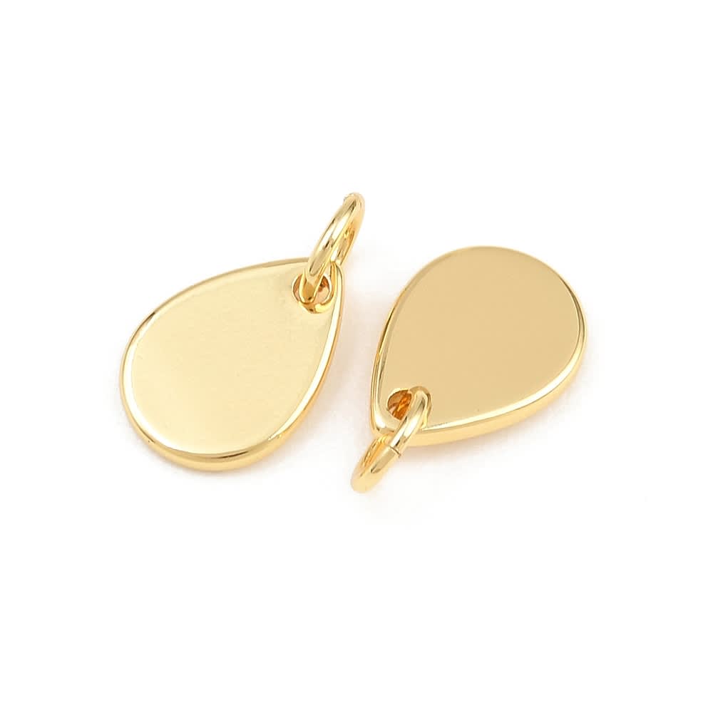 Dije colgante lágrima 11 mm baño de oro / unidad2