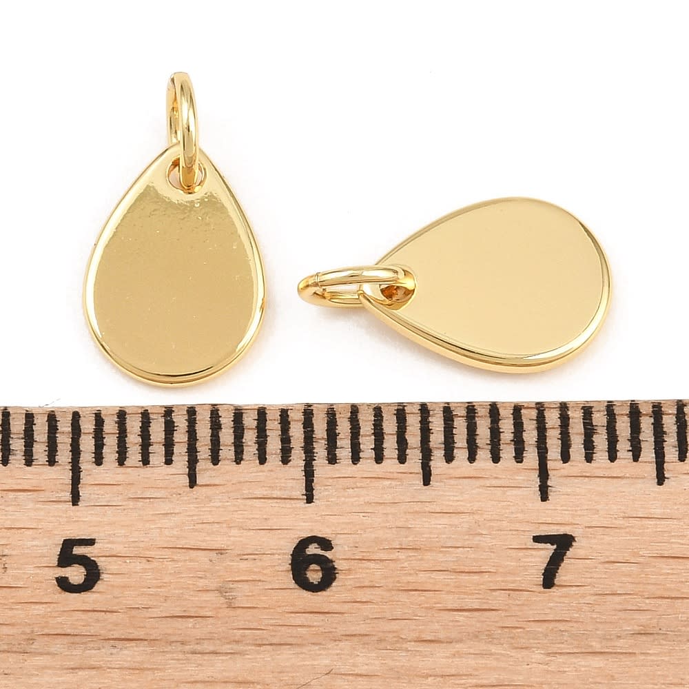 Dije colgante lágrima 11 mm baño de oro / unidad3