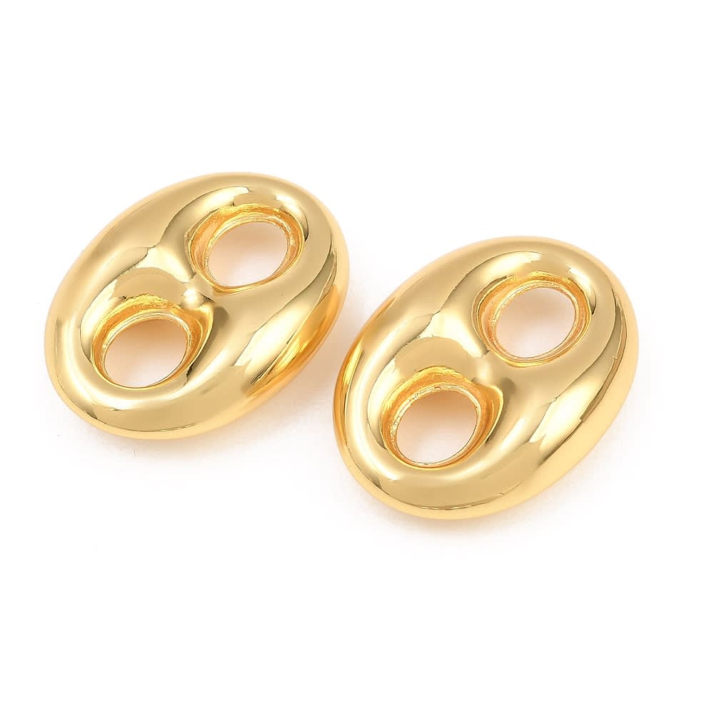 Dije conector grano de café 27.5 mm baño de oro / unidad2