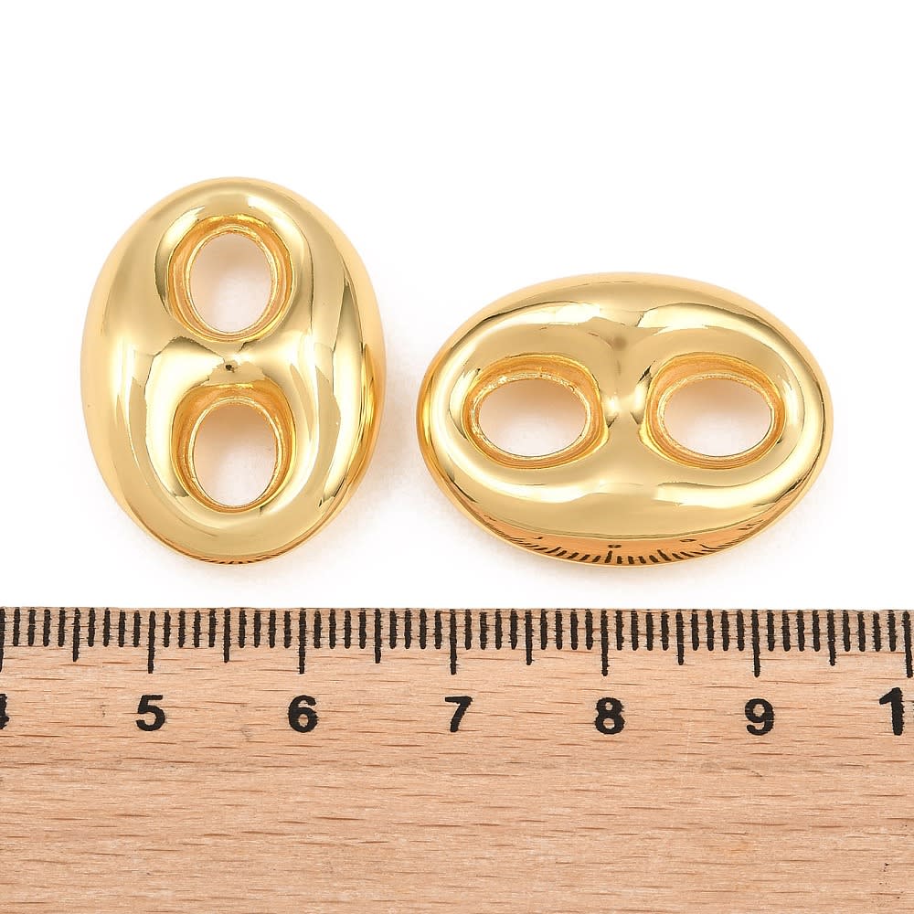 Dije conector grano de café 27.5 mm baño de oro / unidad3