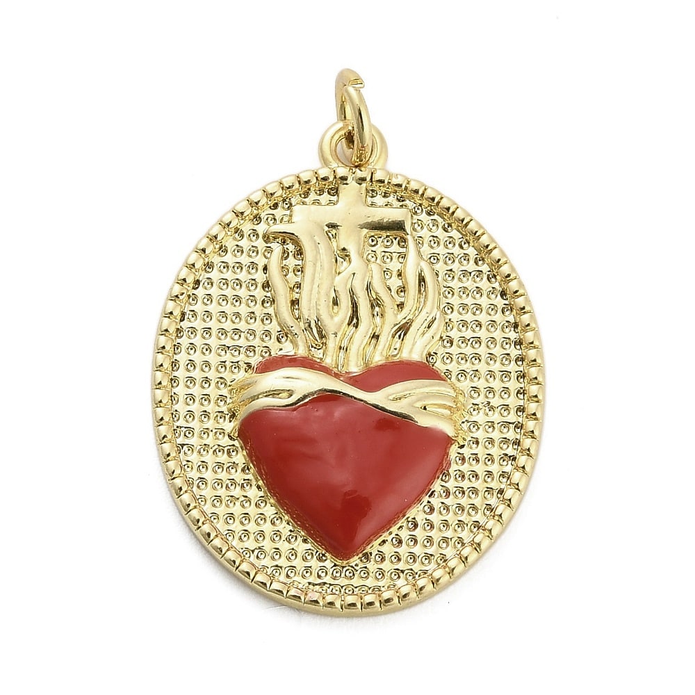 Dije colgante esmaltado religioso 25 mm sagrado corazón / unidad2