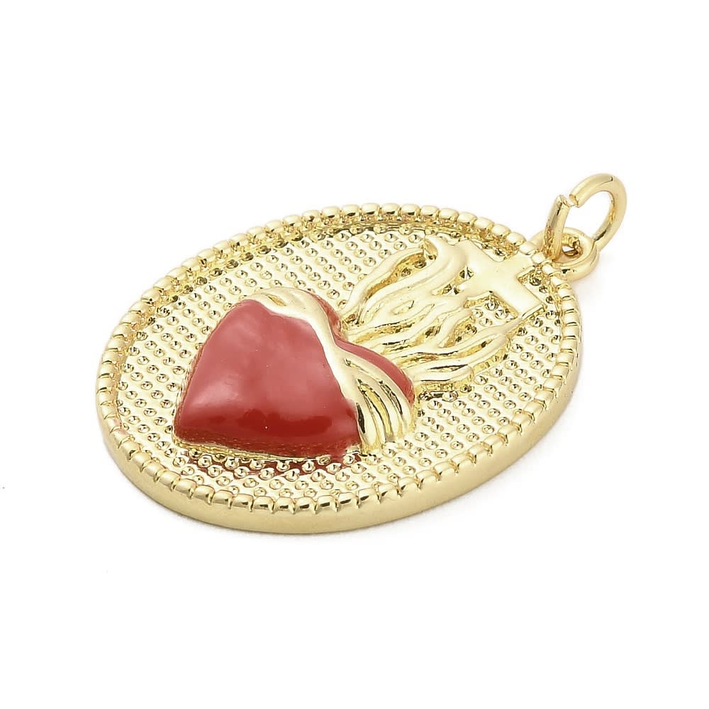 Dije colgante esmaltado religioso 25 mm sagrado corazón / unidad5