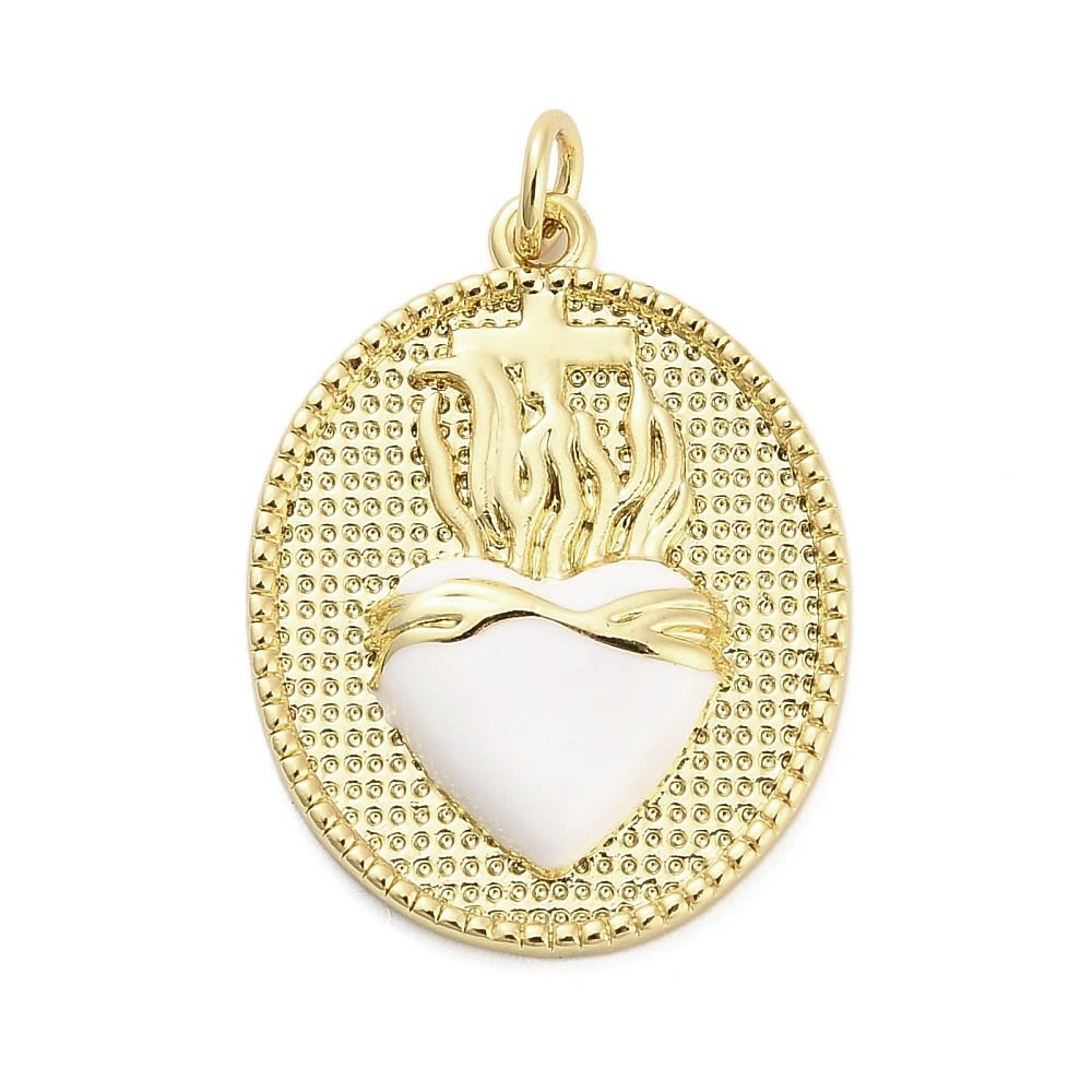 Dije colgante esmaltado religioso 25 mm sagrado corazón / unidad1