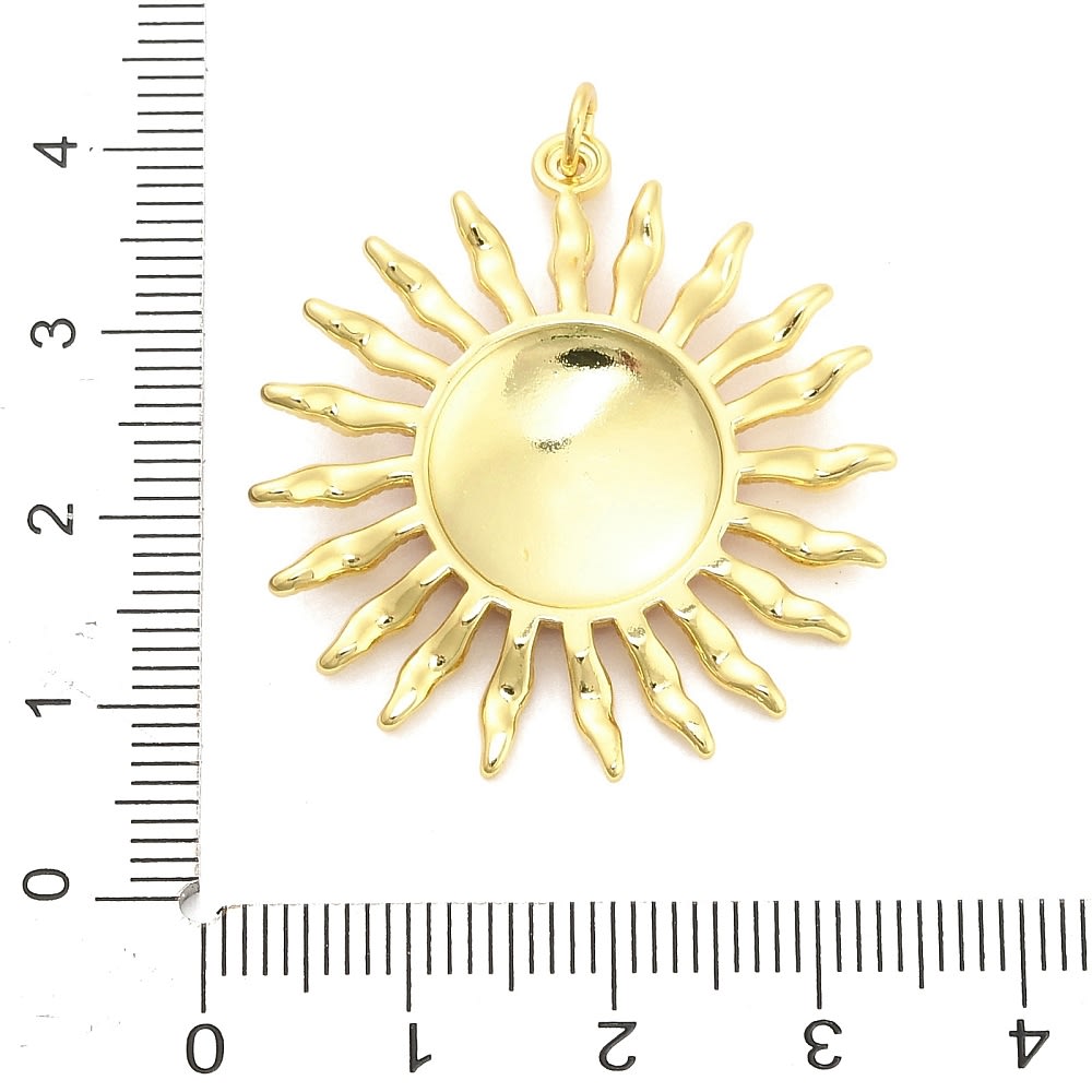 Maxi dije colgante esmaltado sol rojo 34.5 mm baño de oro / unidad3