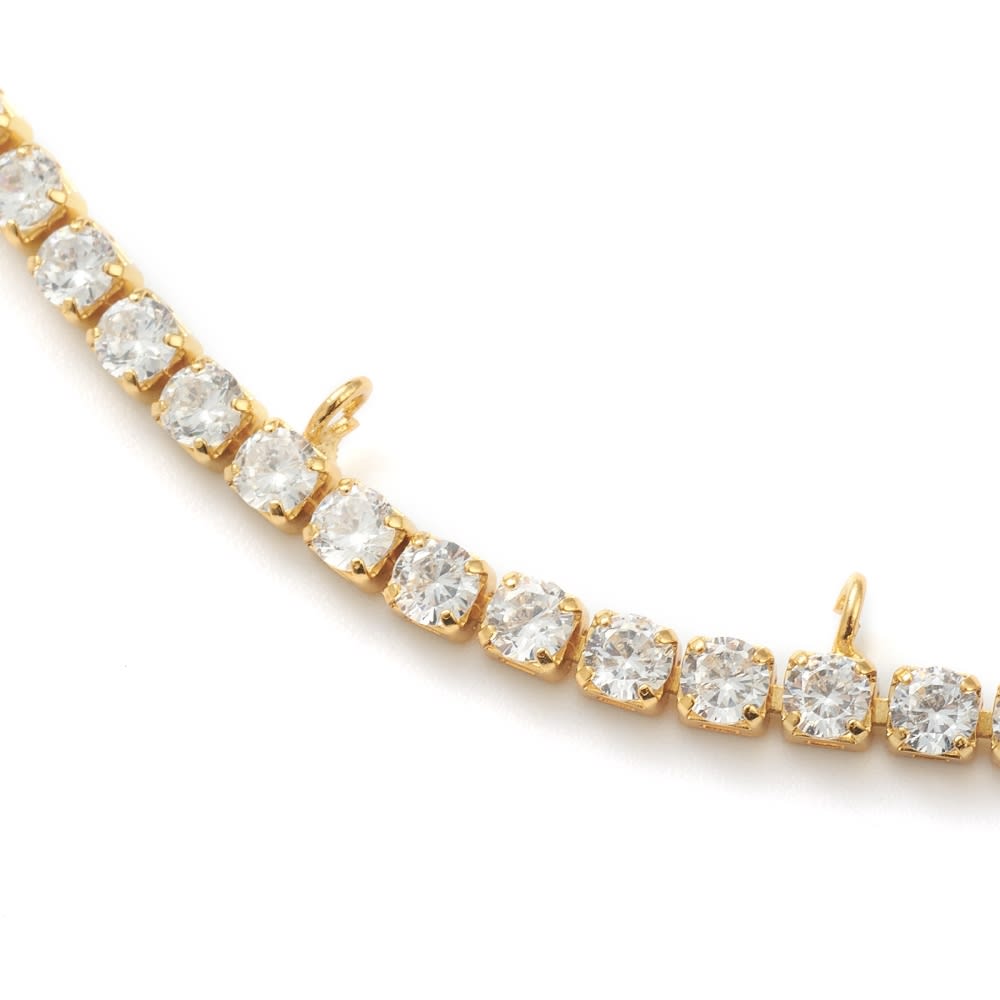 Base collar strass 40 cm con argollas abiertas zircón baño oro / unidad2