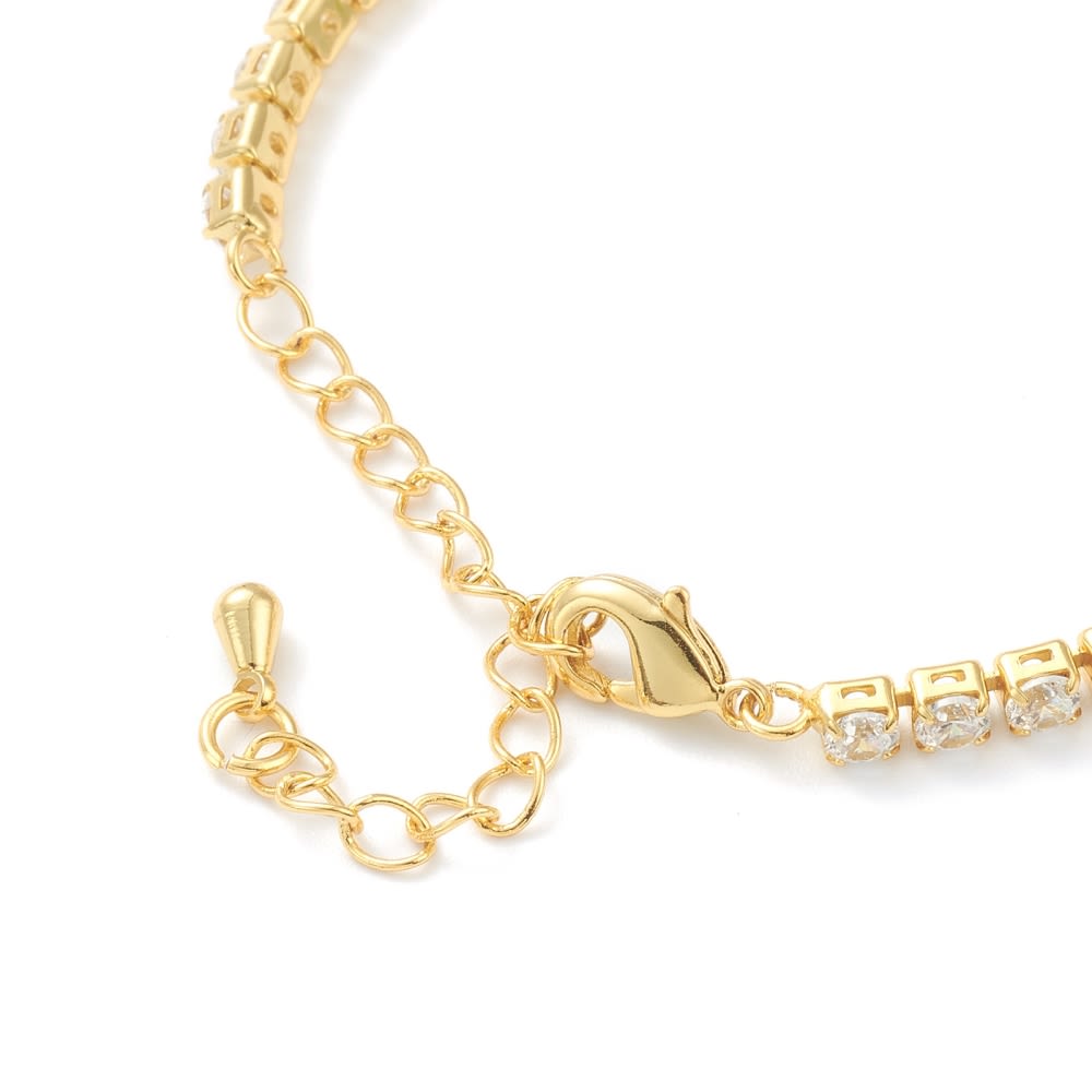 Base collar strass 40 cm con argollas abiertas zircón baño oro / unidad3