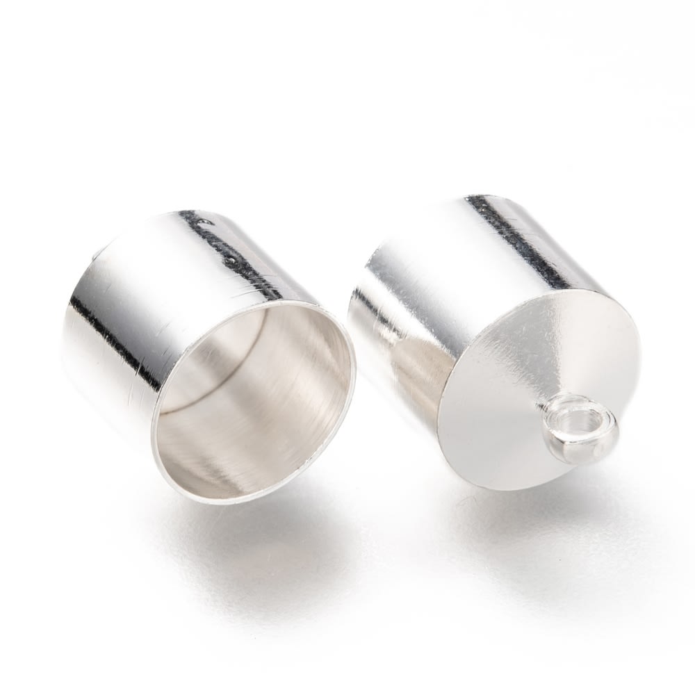 Terminal maxi campana tapa cuero 9 mm baño plata oro / par2