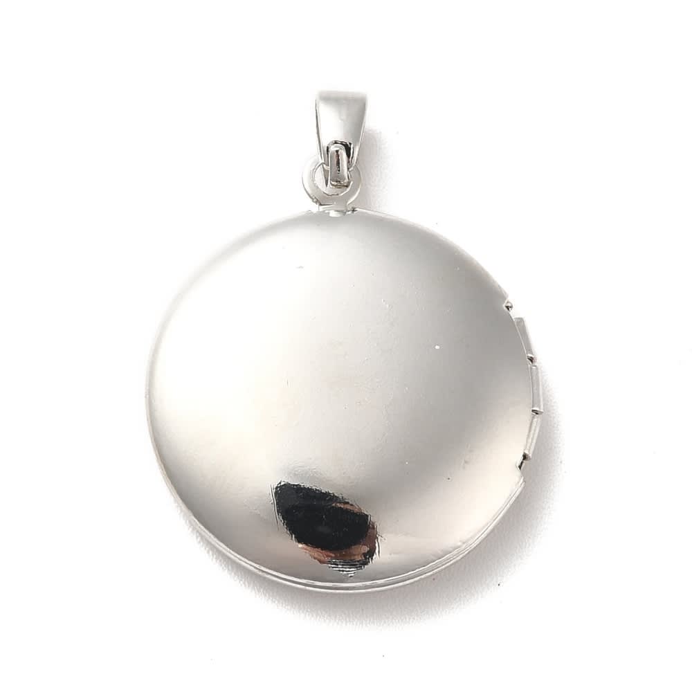 Relicario foto portafoto locket rosa redondo baño oro platino / unidad6