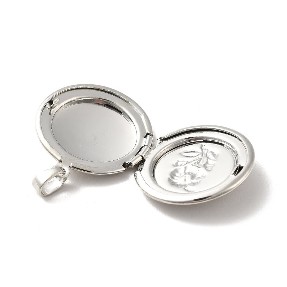 Relicario foto portafoto locket rosa redondo baño oro platino / unidad8