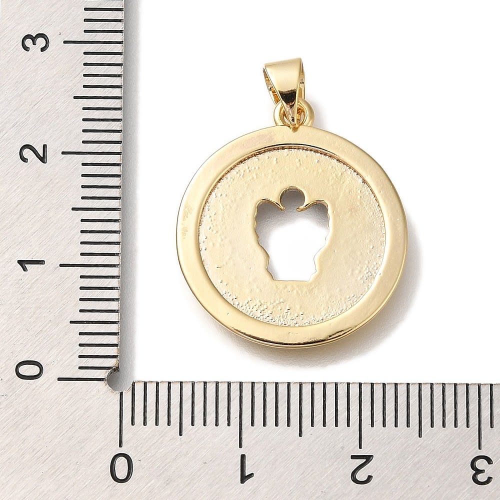 Dije colgante medalla oración ángel de la guarda bicolor baño oro platino / unidad3