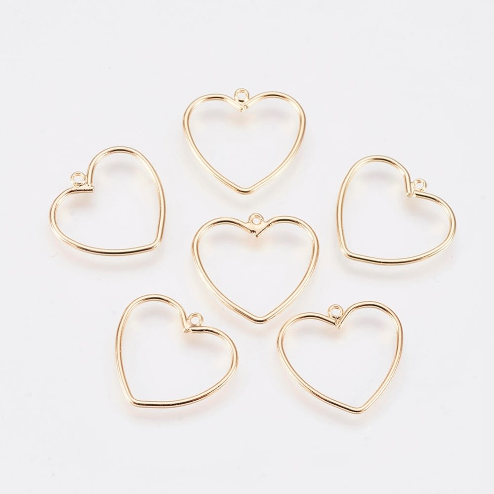 Dije colgante silueta corazón 16 mm baño oro / unidad2