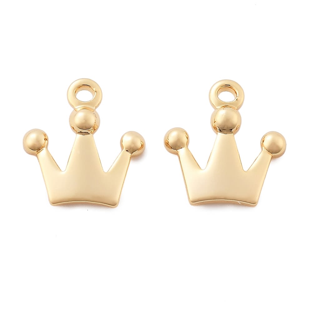 Dije colgante mini corona 10 mm baño oro / unidad1
