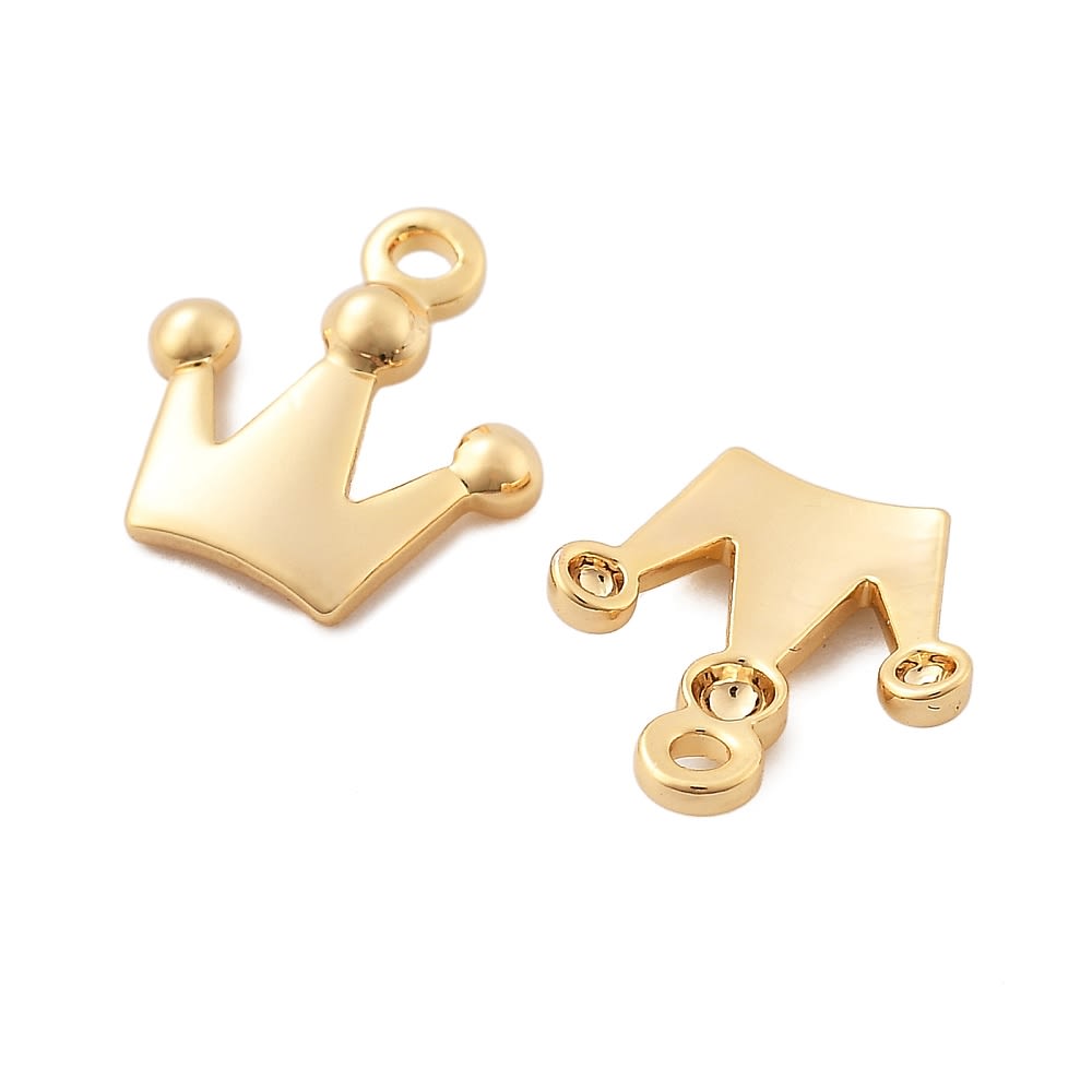 Dije colgante mini corona 10 mm baño oro / unidad2