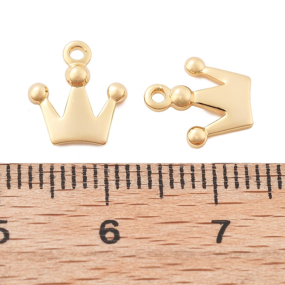 Dije colgante mini corona 10 mm baño oro / unidad3