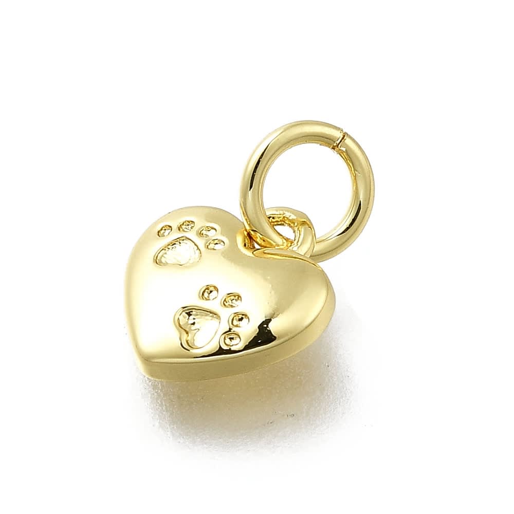 Dije colgante mini corazón huella patita 8 mm baño oro platino / unidad3