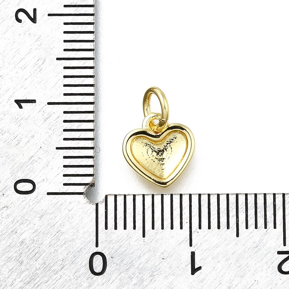 Dije colgante mini corazón huella patita 8 mm baño oro platino / unidad4