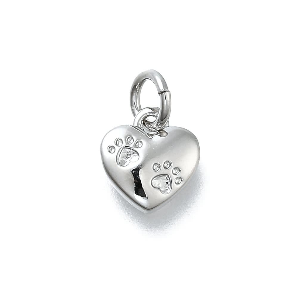 Dije colgante mini corazón huella patita 8 mm baño oro platino / unidad5