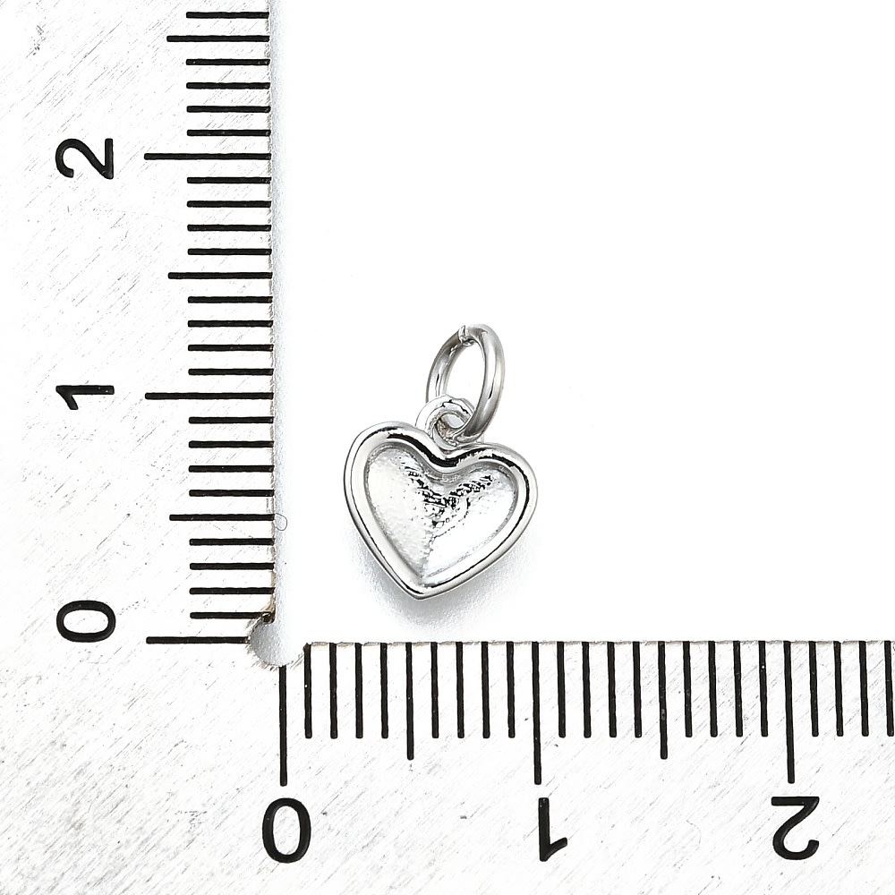 Dije colgante mini corazón huella patita 8 mm baño oro platino / unidad6