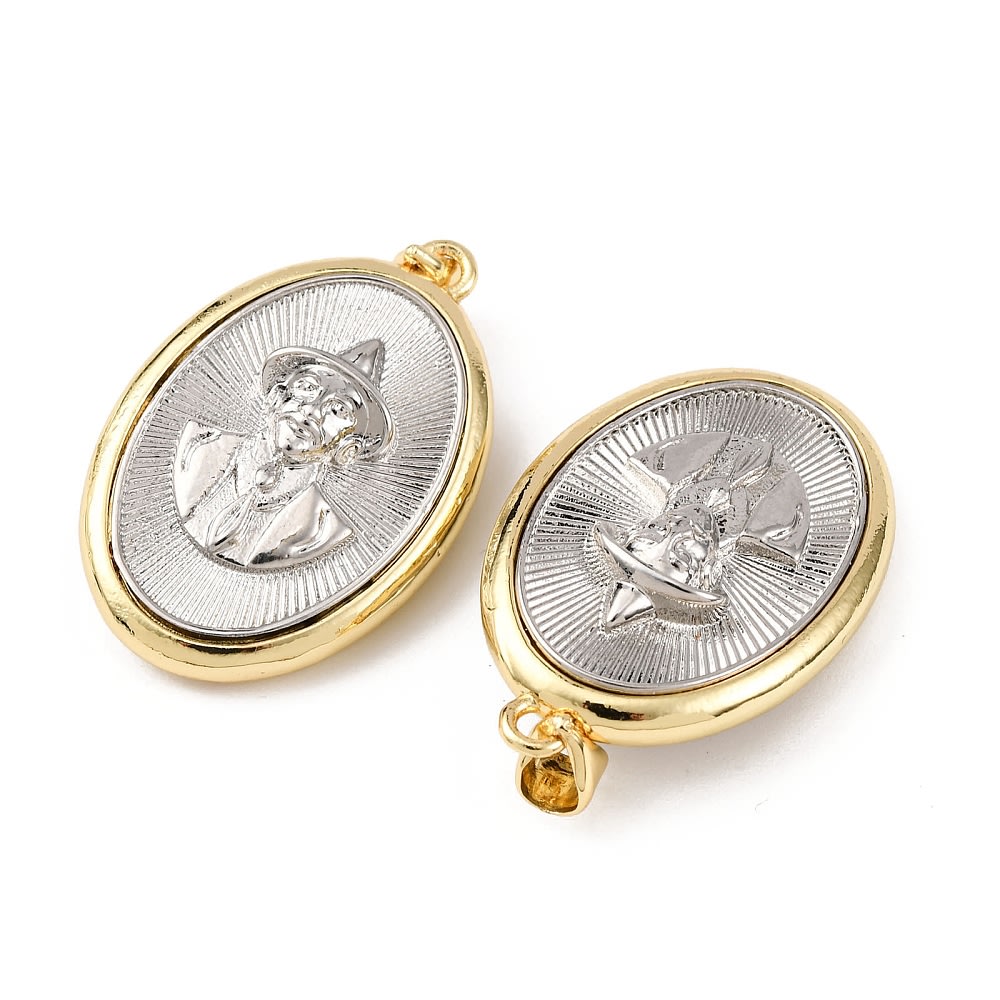 Dije colgante medalla San José Gregorio Hernández 30.5 mm bicolor baño oro platino / unidad2