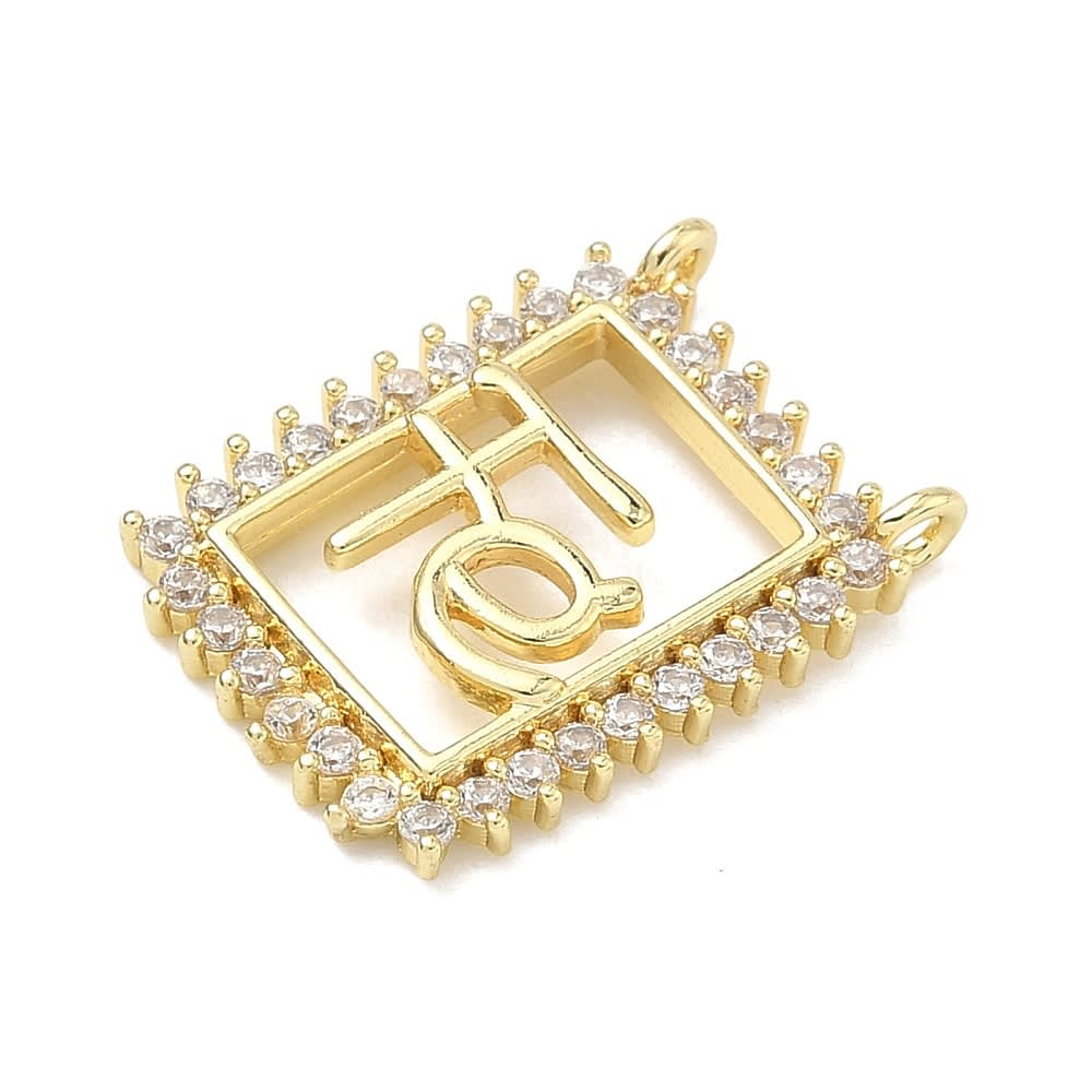 Dije conector escapulario fe 21x15 mm baño oro zircón / unidad2