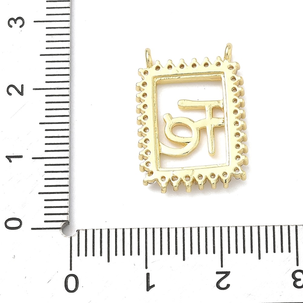 Dije conector escapulario fe 21x15 mm baño oro zircón / unidad3