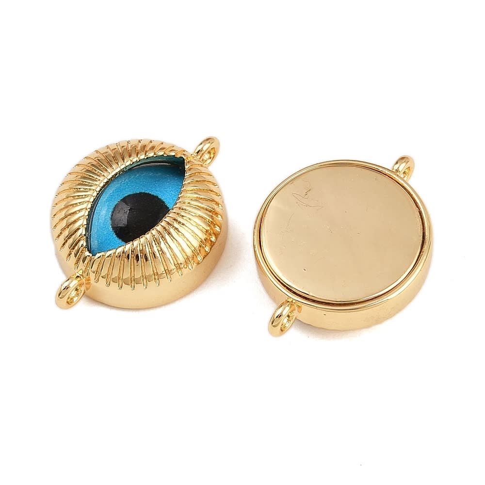 Dije conector ojo turco vidrio 21 mm baño oro / unidad2