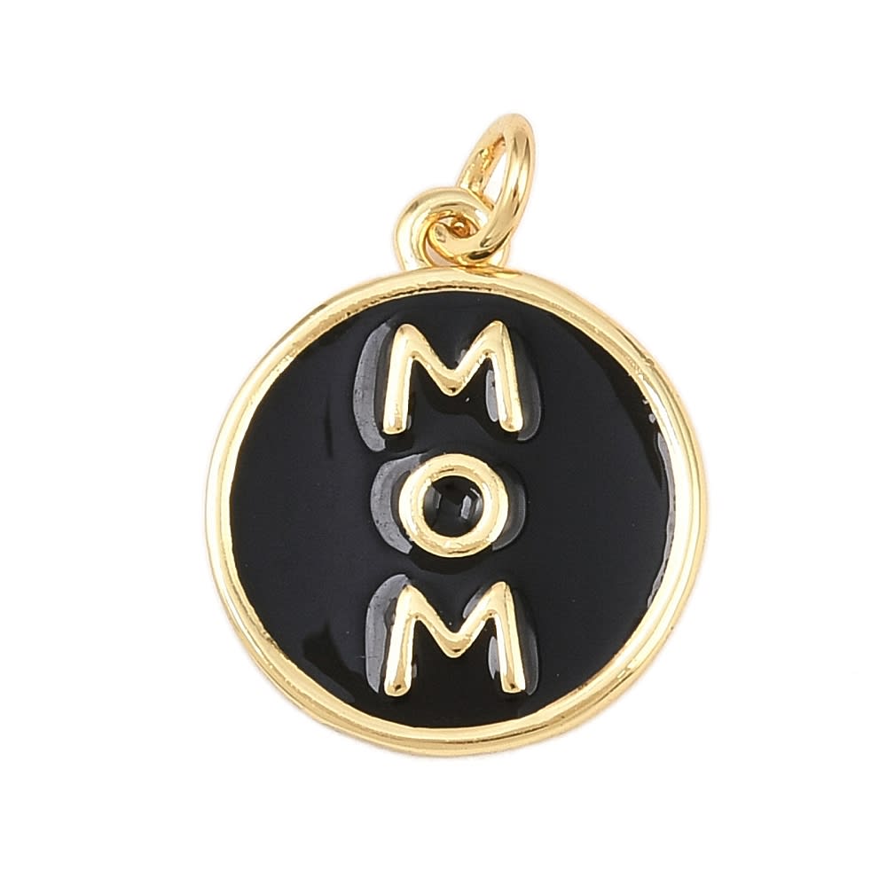 Dije colgante esmaltado mamá mom 16 mm baño oro / unidad9