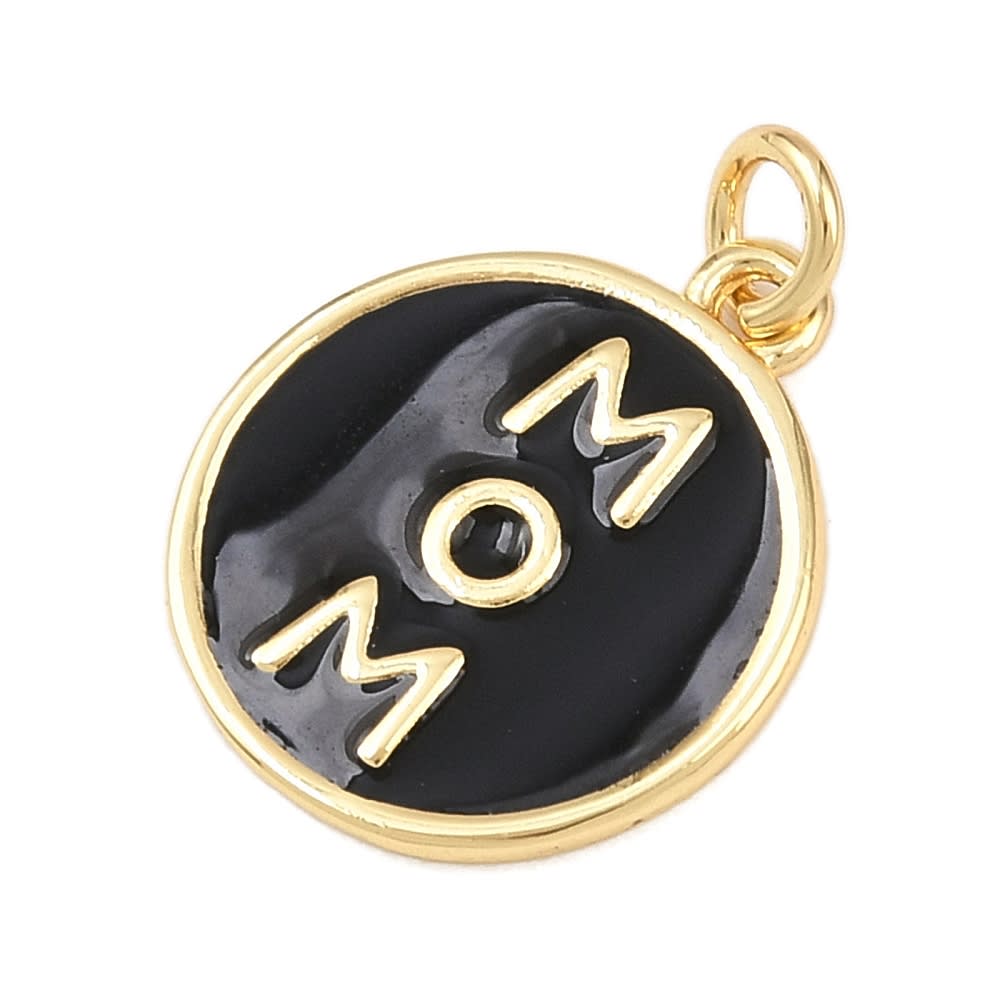 Dije colgante esmaltado mamá mom 16 mm baño oro / unidad2