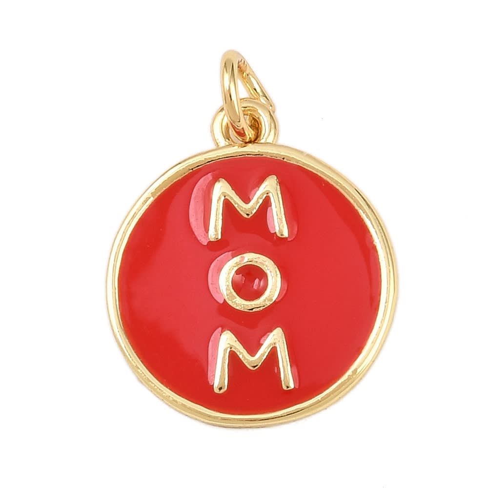 Dije colgante esmaltado mamá mom 16 mm baño oro / unidad8