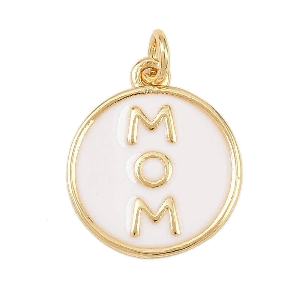 Dije colgante esmaltado mamá mom 16 mm baño oro / unidad6