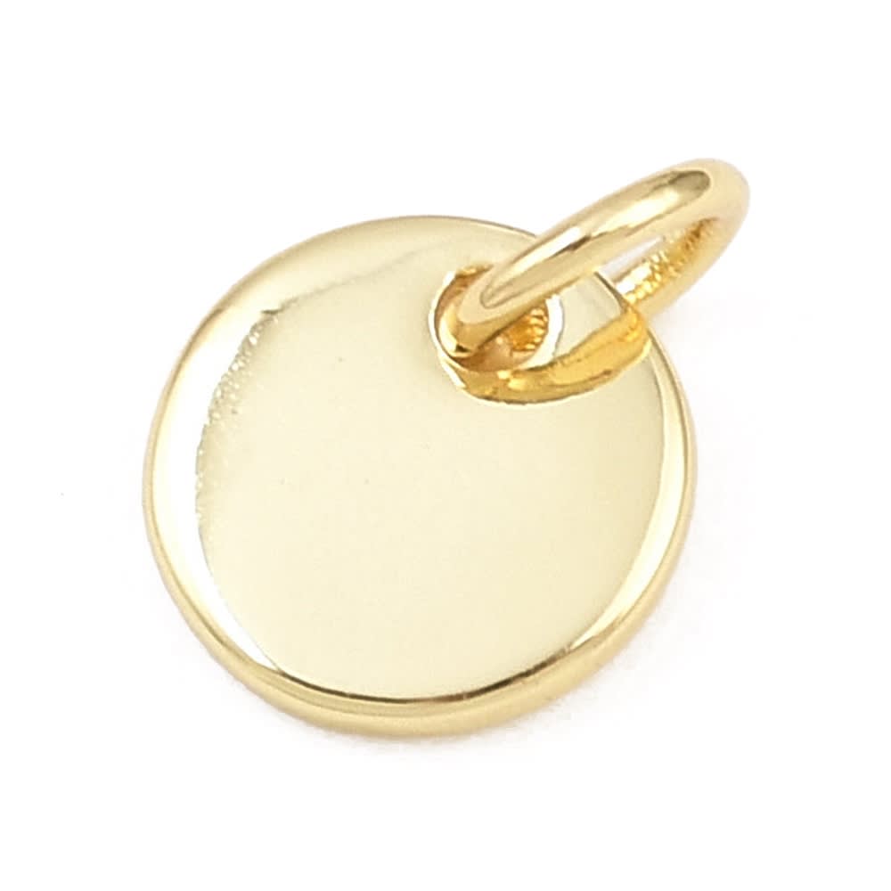 Dije colgante círculo liso 8 mm baño de oro / unidad2