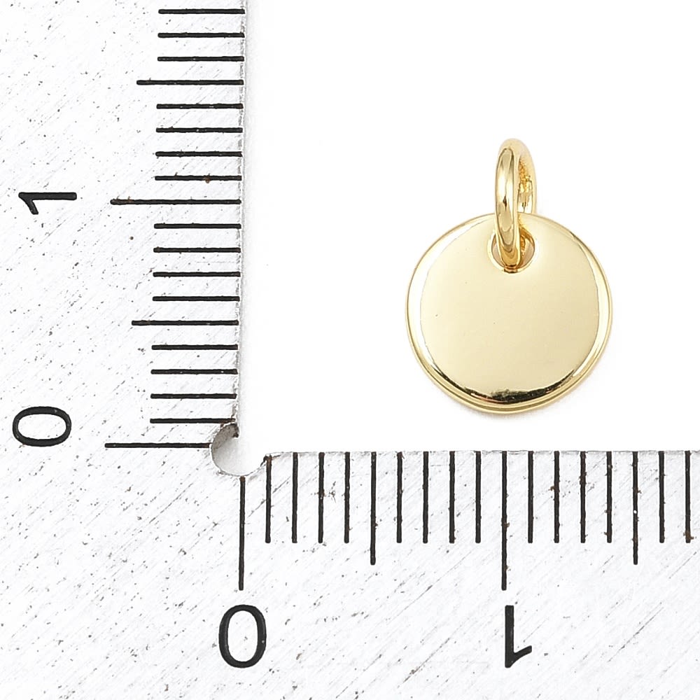 Dije colgante círculo liso 8 mm baño de oro / unidad3