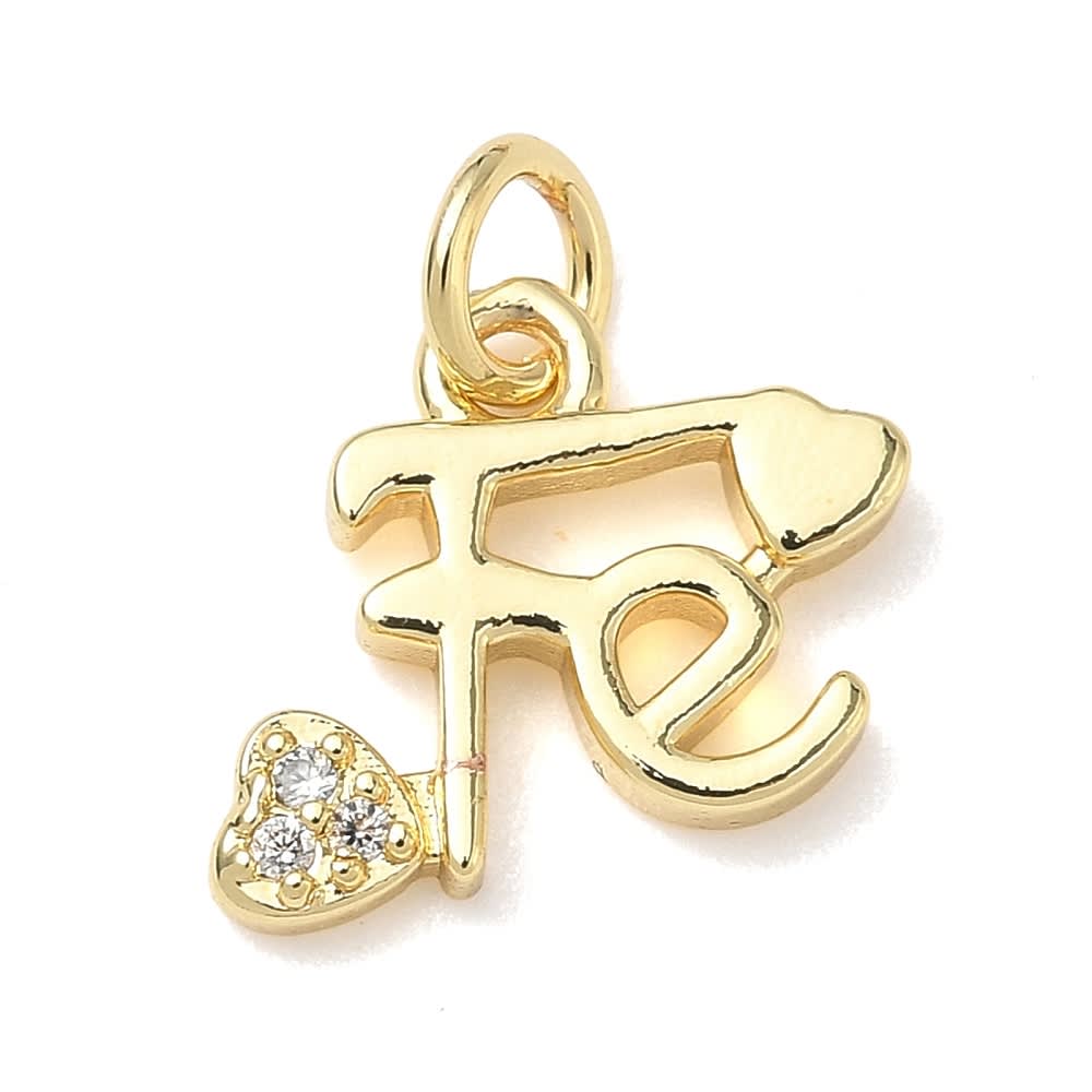Dije colgante Fe 13 mm religioso baño oro zircón / unidad1