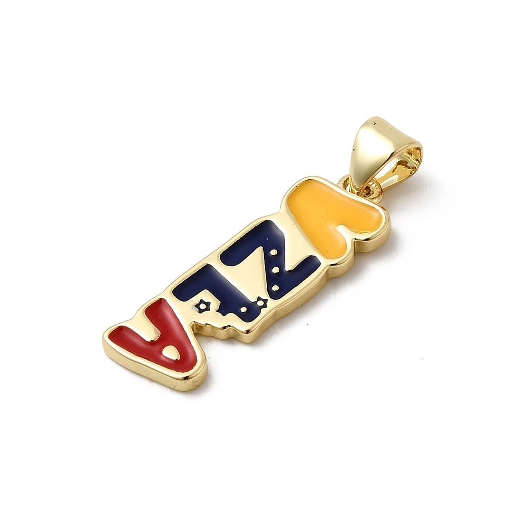 Dije colgante palabra vzla tricolor venezuela 20x7mm baño oro / unidad2