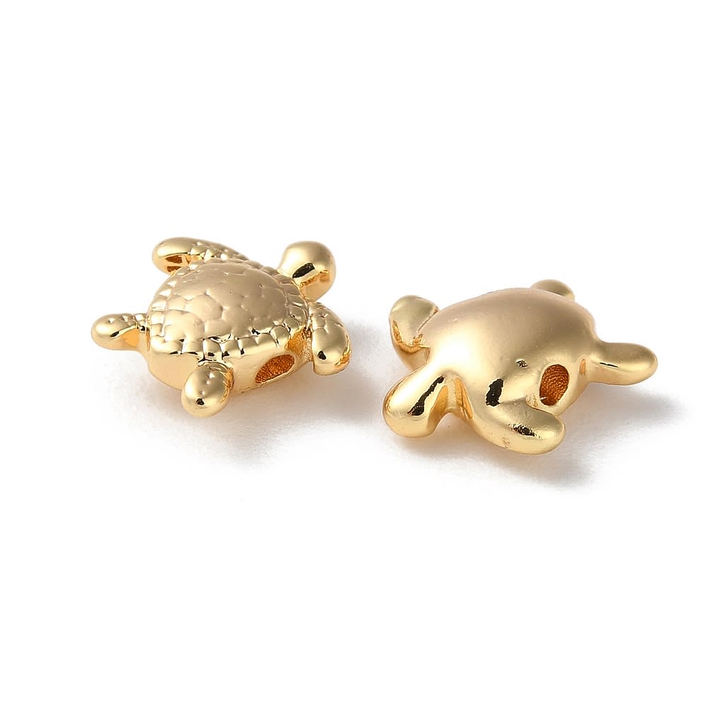 Dije pasador tortuga marina mar 10 mm baño oro / unidad2