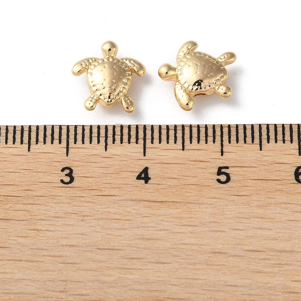 Dije pasador tortuga marina mar 10 mm baño oro / unidad3