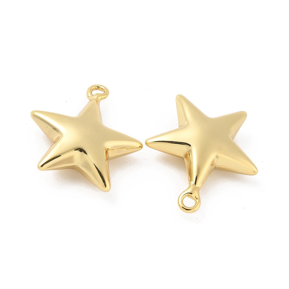 Dije colgante estrella lisa 22.5x19.5 mm baño de oro / unidad2
