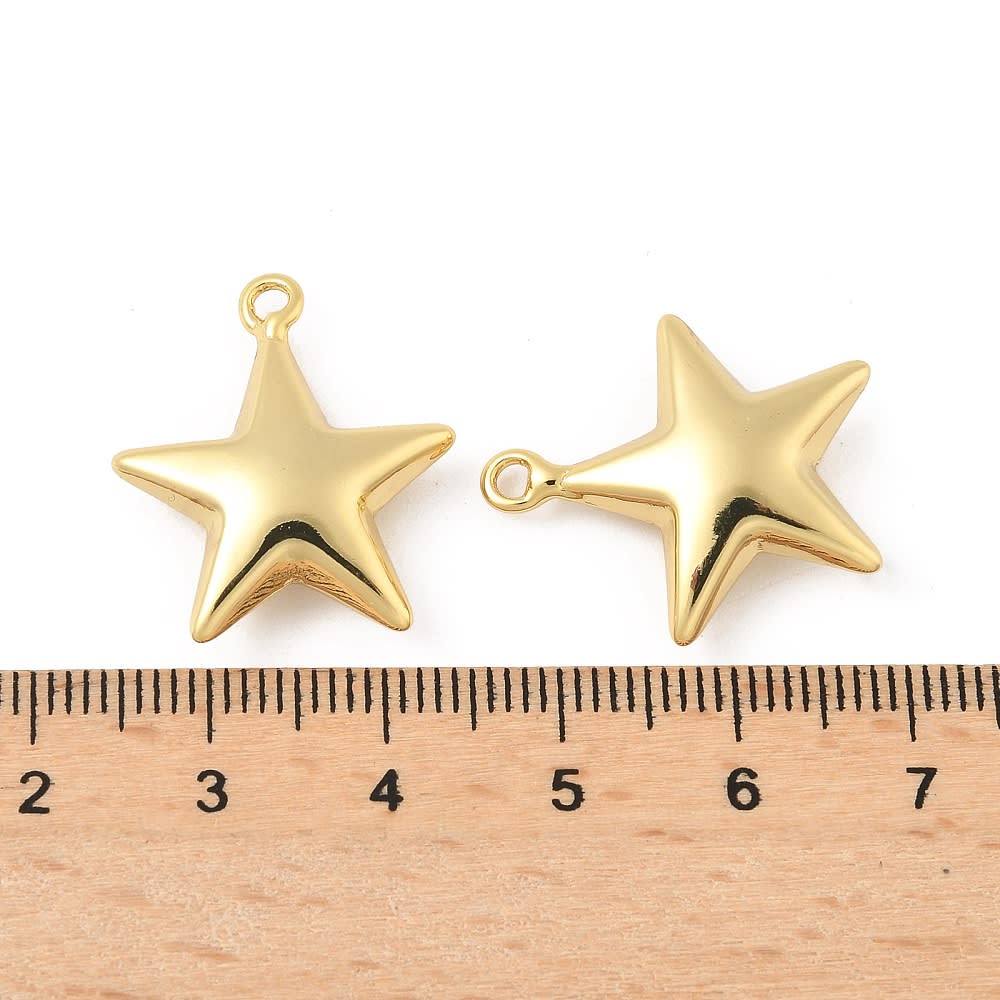Dije colgante estrella lisa 22.5x19.5 mm baño de oro / unidad3