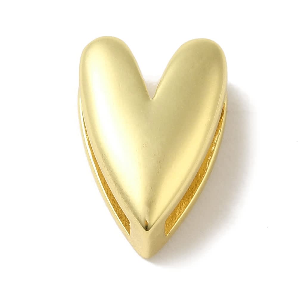 Dije pasador corazón alargado orificio grande 15 mm baño oro platino / unidad1