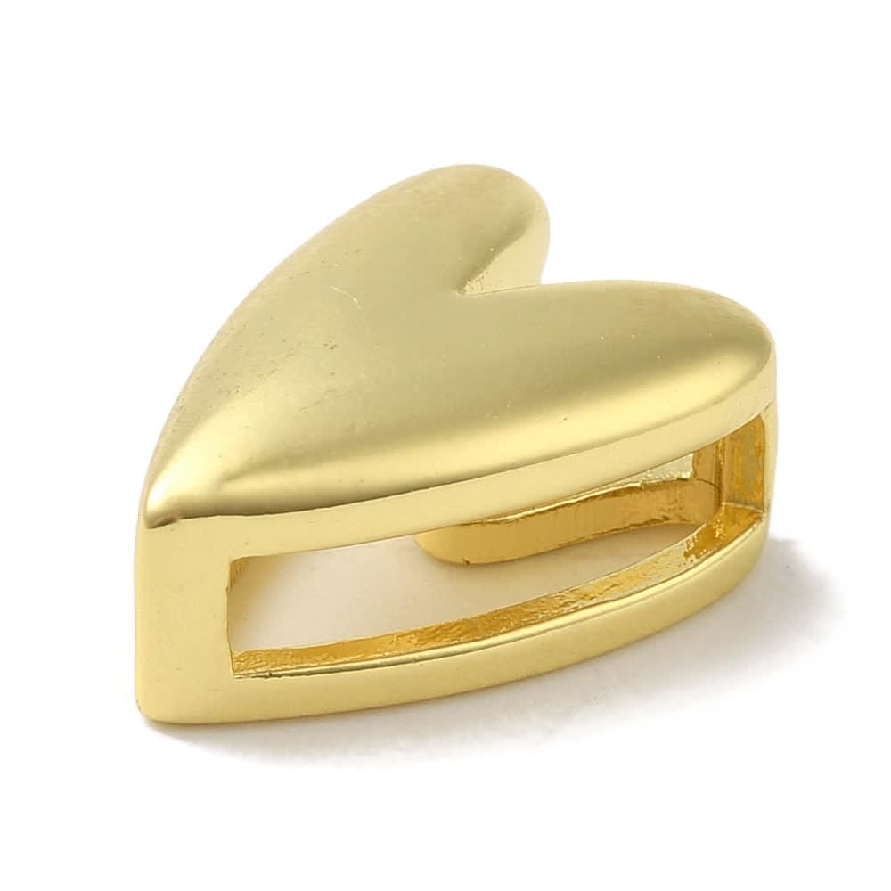 Dije pasador corazón alargado orificio grande 15 mm baño oro platino / unidad3