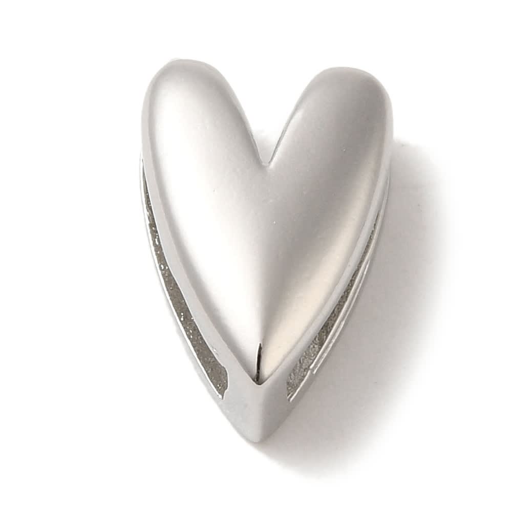 Dije pasador corazón alargado orificio grande 15 mm baño oro platino / unidad4