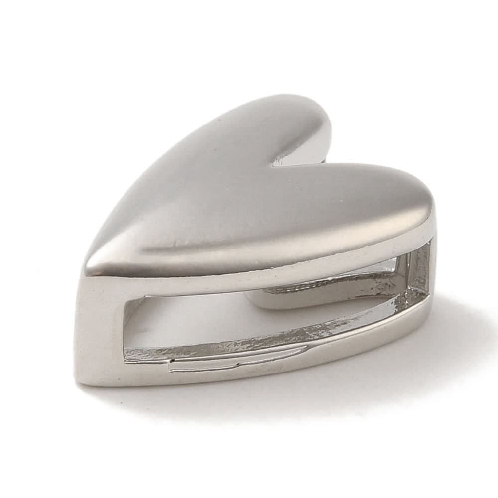 Dije pasador corazón alargado orificio grande 15 mm baño oro platino / unidad2