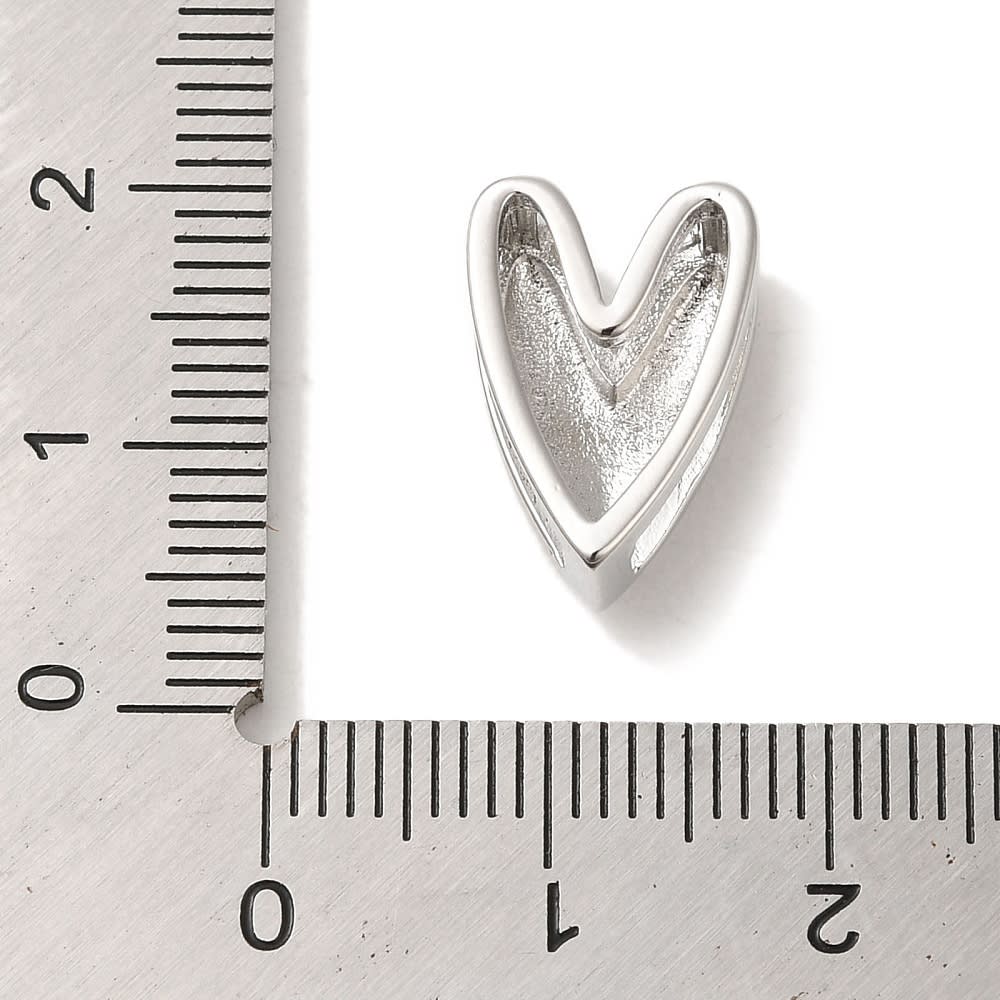 Dije pasador corazón alargado orificio grande 15 mm baño oro platino / unidad5