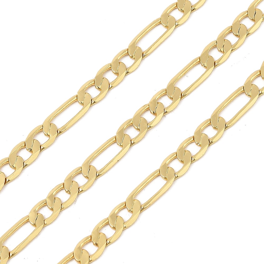 Cadena de eslabones tipo cartier 7x4.5 mm baño oro / metro1