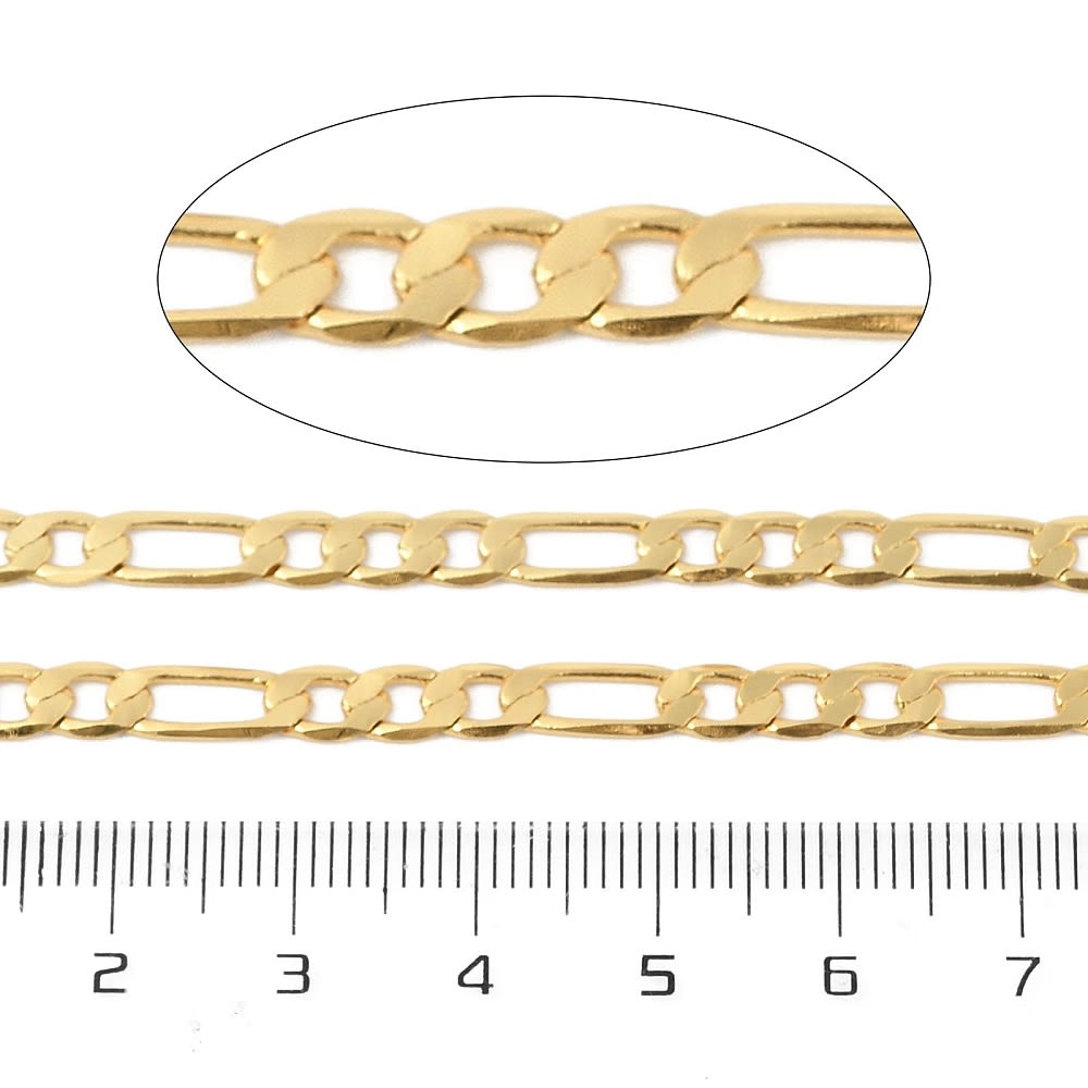 Cadena de eslabones tipo cartier 7x4.5 mm baño oro / metro3
