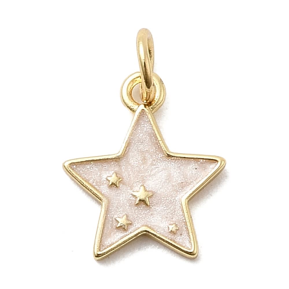 Dije colgante esmaltado estrella 13 mm baño de oro / unidad1