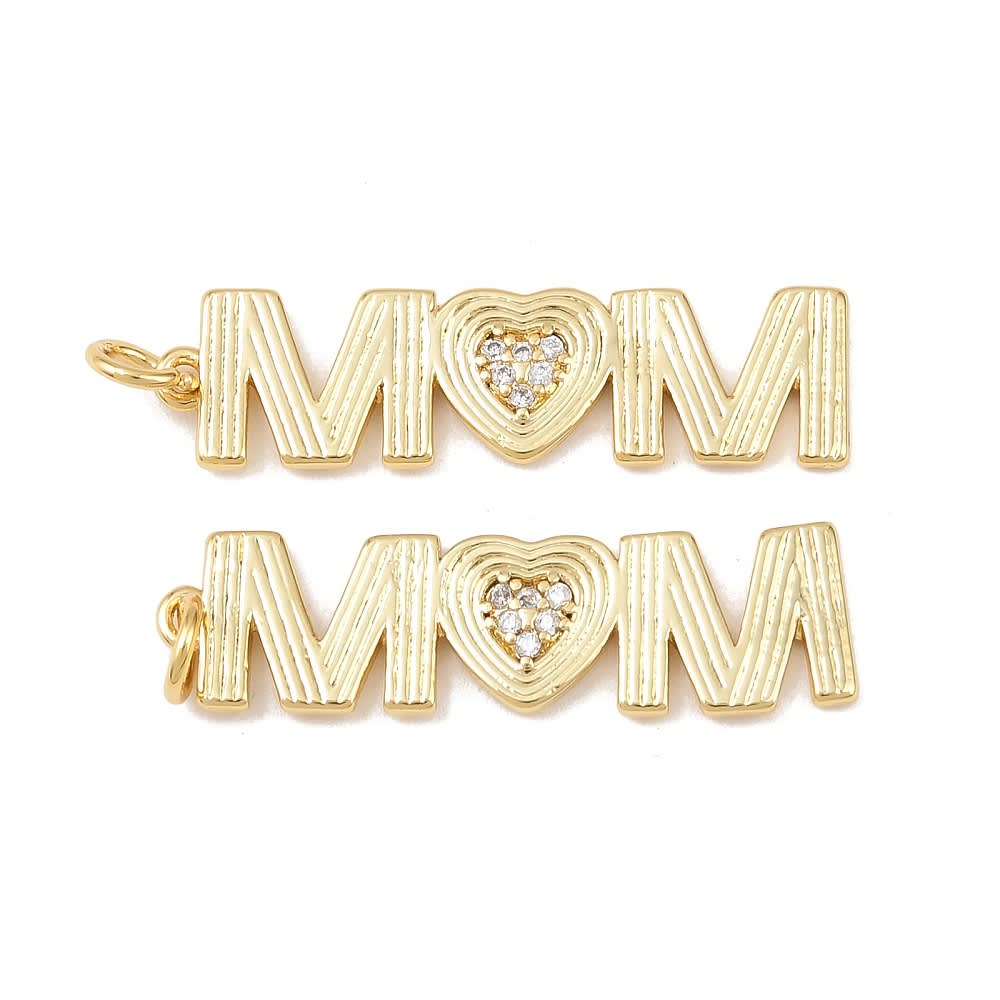 Dije colgante mamá mom vertical 31 mm baño de oro / unidad1