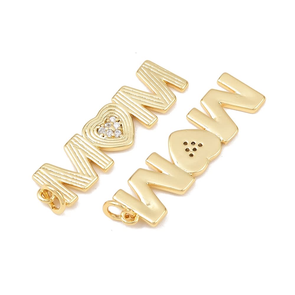 Dije colgante mamá mom vertical 31 mm baño de oro / unidad2